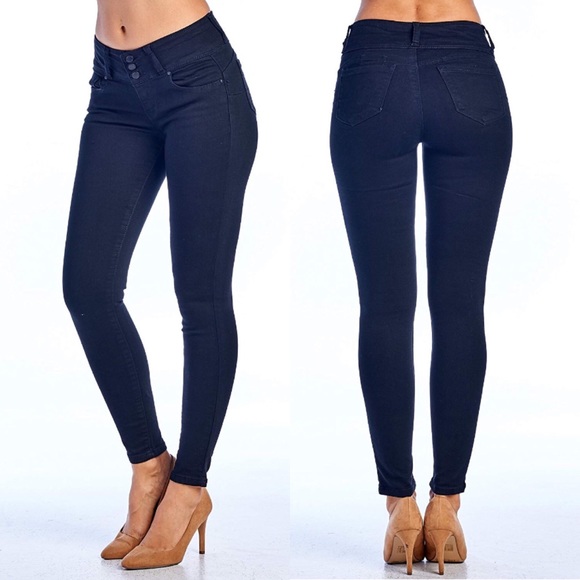 Denim - Button Front Stretchy Tushy Shaping Skinny Jeans